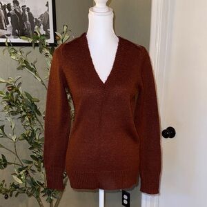 J. Crew Women's V-Neck Sweater in Chestnut Brown